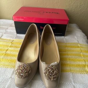 Caliente Beige Embellished Heels